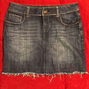 Jean skirt cut-off raw hem mini, sz 4